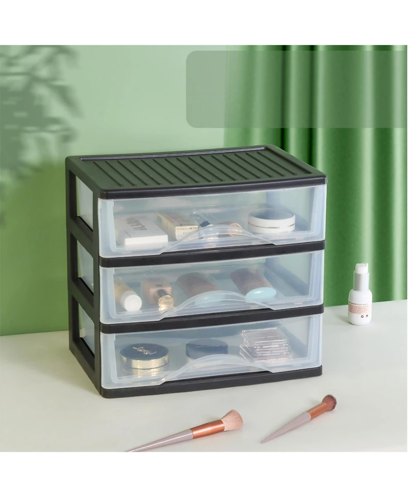 Xdovet Plastic Desktop Organizer 3 Drawer Stackable Storage Cabinet