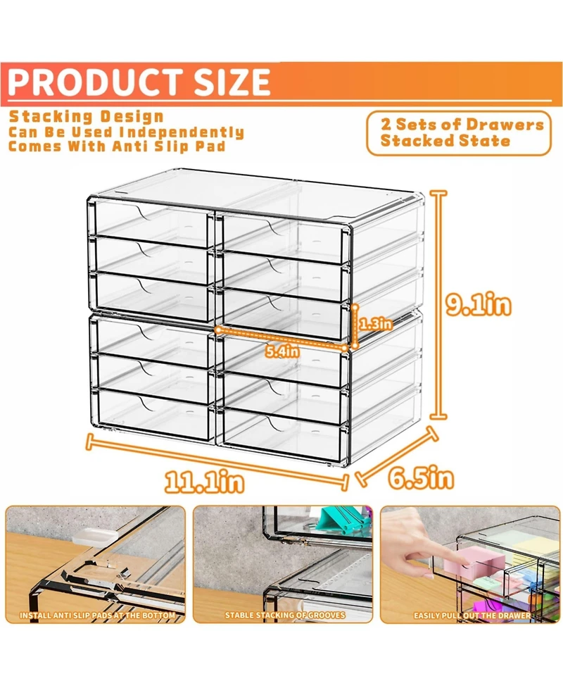 Xdovet Stordrawers Stackable Organizer Plastic Craft Supply Desk Accessory