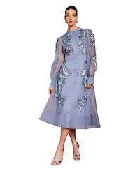 Coast Women's Embroidered Sheer Sleeve Midi Dress