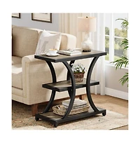 Slickblue 3-Tier End Table with Geometric Design for Living Room