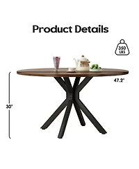 Clihome Solid Wood Round Dining Kitchen Table with Intersecting Pedestal Base