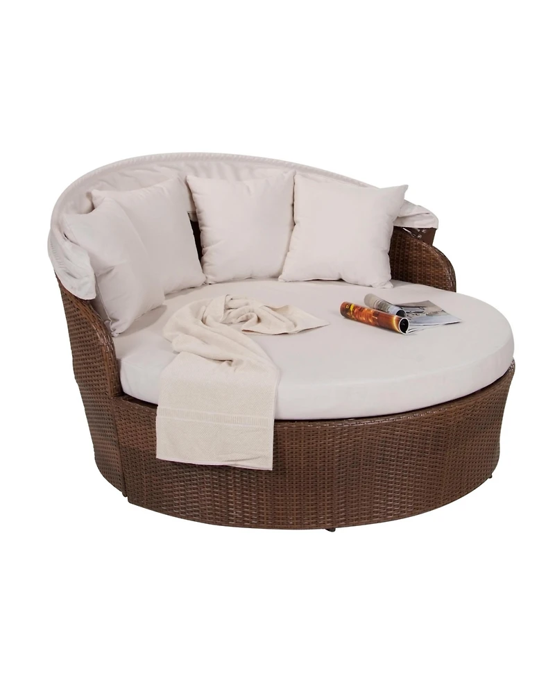 Jiallo Canopy Daybed Outdoor Backyard Patio Furniture Wicker