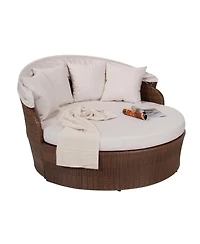 Jiallo Canopy Daybed Outdoor Backyard Patio Furniture Wicker