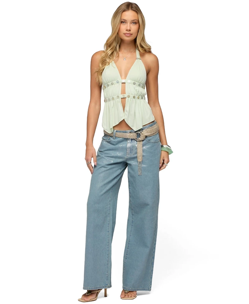 Edikted Women's Izora Button Split Front Top