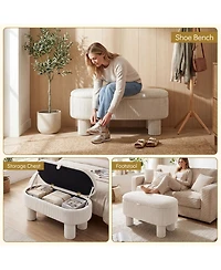 Slickblue Corduroy Upholstered Storage Ottoman Bench, Foot Stool with Hidden