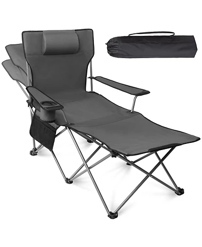 Aofar Reclining Beach Chair Adjustable Camping Lounge Folding Foot Rest 6-Leg