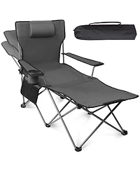 Aofar Reclining Beach Chair Adjustable Camping Lounge Folding Foot Rest 6-Leg