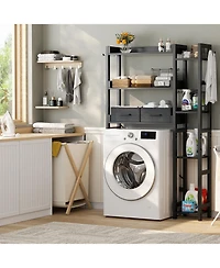 Aheaplus Over Toilet Storage Shelves with Fabric Drawers, Freestanding Bathroom Organizer
