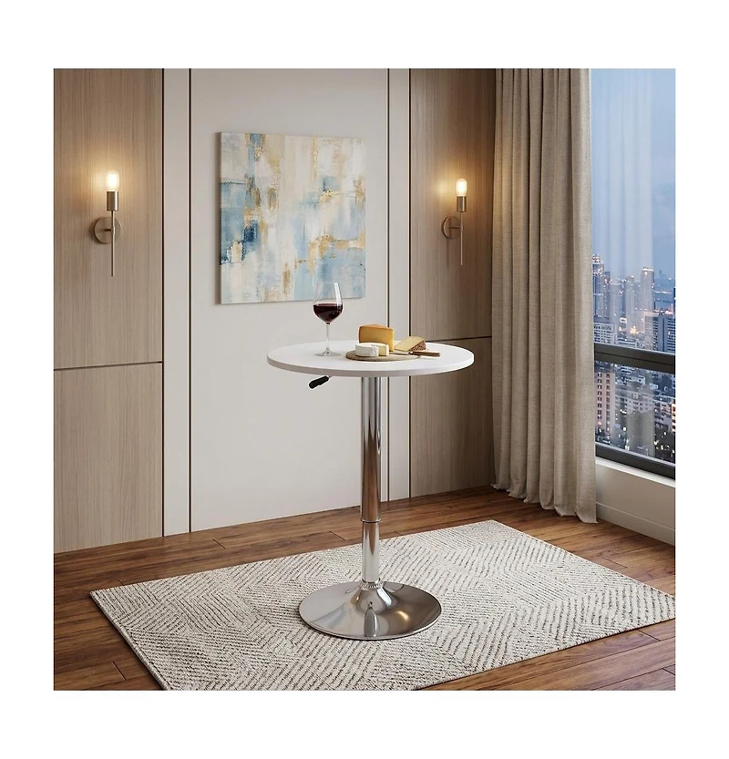 HomeRoots 24" Rounded Wood and Iron Bar Table