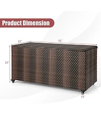 Gymax 2-in-1 Pe Wicker Outdoor Storage Box Furniture Deck Garden Tools