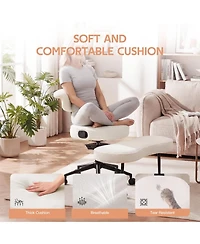homfan Cross-Legged Office Chair with Lumbar Support, 360 Degrees Swivel Footrest, Wheels and Adjustable Height for Home Office, Meditation Yoga