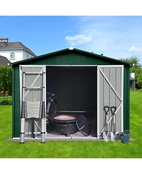 Mondawe 8 x 10 Feet Outdoor Metal Storage Shed with Apex Roof, Lockable Garden Tool Shed