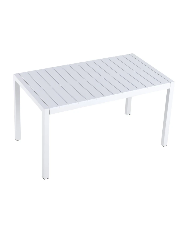 Mondawe 55 Inches Outdoor Modern Dining Table, Lightweight Pp Tabletop with Metal Legs