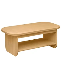 Slickblue 2-Tier Oval Coffee Table Mid Century Living Room with Storage Shelf