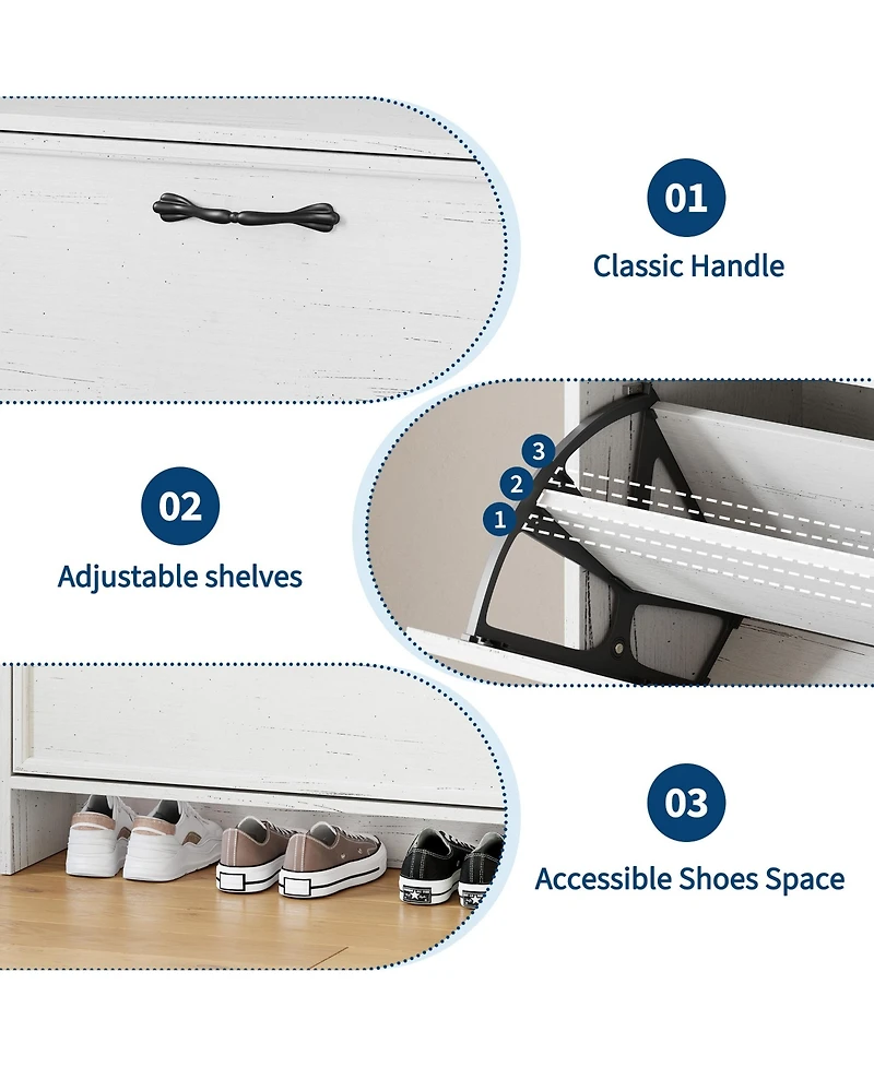 gaomon Shoe Cabinet with 2 Flip Drawers, Freestanding Shoes Rack for Entryway Hallway