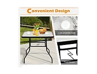 Mondawe 32 Inch Patio Tempered Glass Steel Frame Square Table