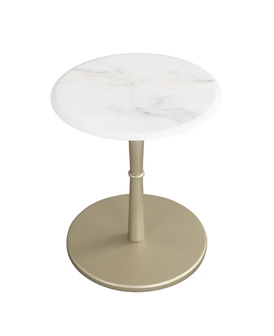 Slickblue Wooden Base Round Table with Marble Top for Small Space Decor