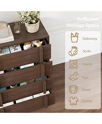 homfan 4-Drawer Wood Storage Cabinet Modern Nightstand with Vertical Handle, Bedside Dresser for Bedroom, Living Room, Entryway and Dorm