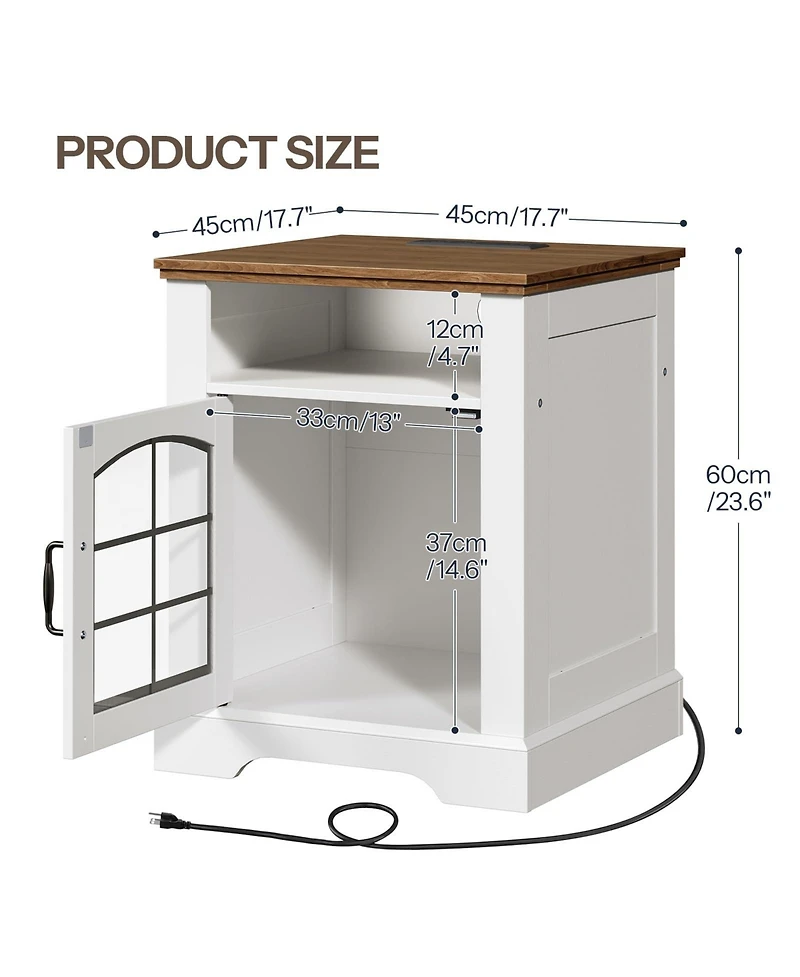 Slickblue Wooden End Table with Built-In Charging Station and Usb Ports