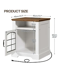 Slickblue Wooden End Table with Built-In Charging Station and Usb Ports