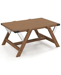 Slickblue Rustic Farmhouse Coffee Table with Decorative Nailhead Accents for Living Room