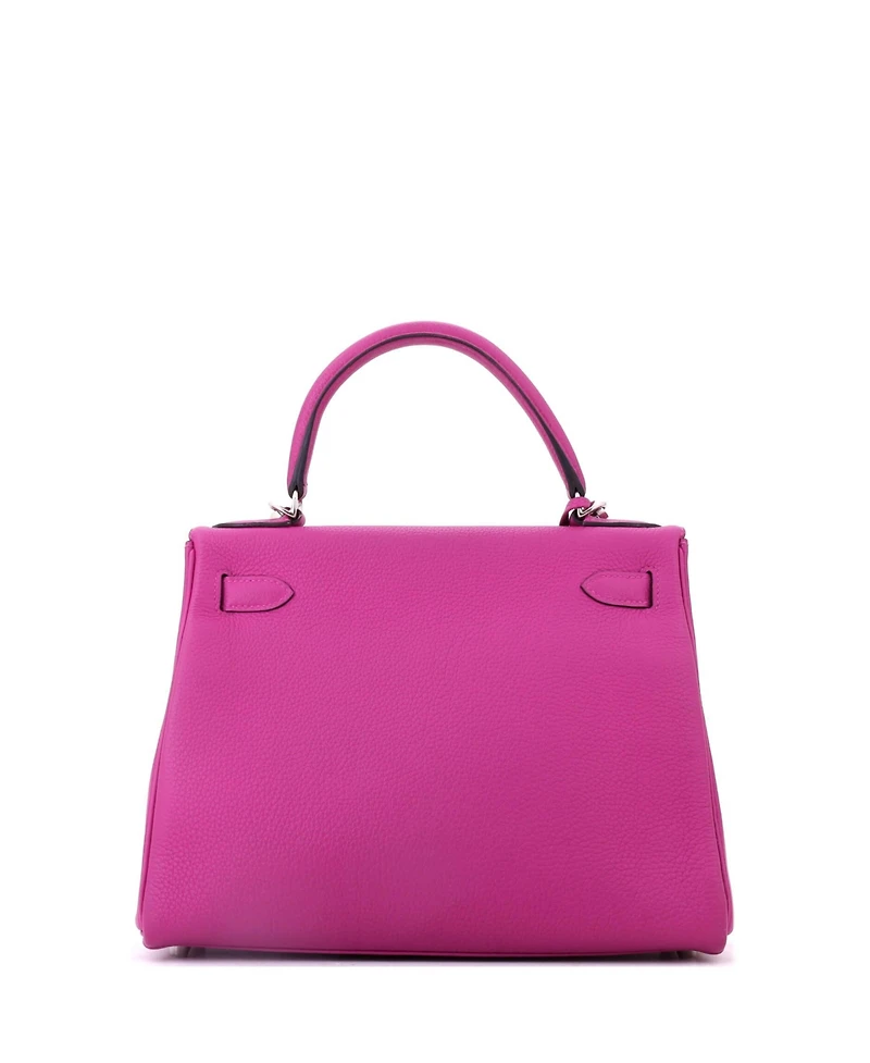 Pre-Owned HERMES Kelly 28 Handbag Pink Togo with Palladium Hardware