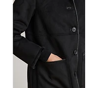 Lauren Ralph Women's Shearling Coat with Fur Collar