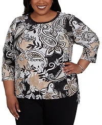 Alfred Dunner Plus Paisley Neutrals Knit Top