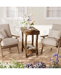 Tribesigns Narrow Side Table: 2-tier with wood legs. Small nightstand for bedroom, living room, small spaces