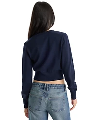 Good American Women's Fine Knit Crewneck Cardigan