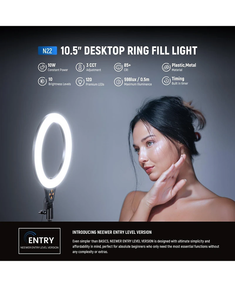 Neewer CRI85 Ring Light with 10W, CRI85 for select iPhone models