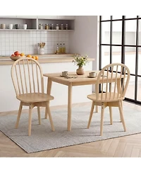 Slickblue Set of 2 Swivel Windsor Dining Chairs Solid Rubber Wood Construction
