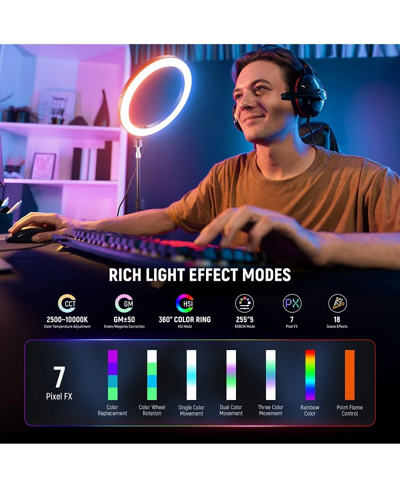 Neewer RH12C Ring Light with 24W, 10000K, CRI95 for select iPhone models