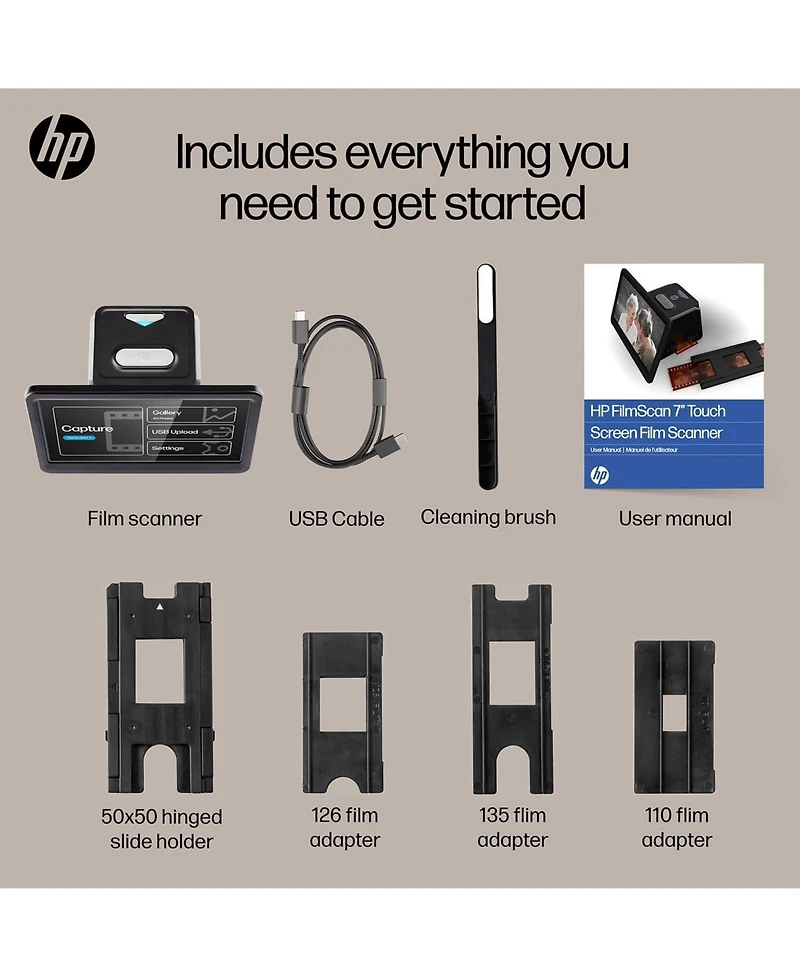 Hp FilmScan Touch Film and Slide Scanner (7" Lcd) - Convert Negatives and Slides to Stunning 22MP Photos