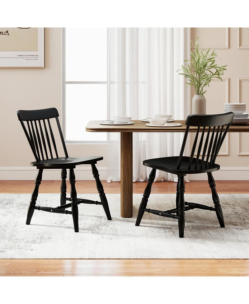 Slickblue Set of 2 Windsor Dining Chairs with Curved Spindle Backrest