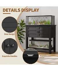 homfan 20-29 Gallon Aquarium Stand with Charging Station, Heavy Duty Fish Tank Cabinet, Dual Tier Reptile Stand, Magnetic Doors, Anti-Tip Storage
