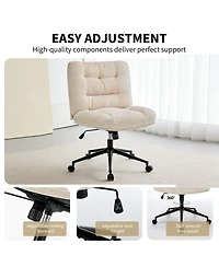 homfan Set of 2 Office Chairs with Wheels, Chenille Armless Vanity Desk Chair Swivel and Adjustable Height for Bedroom or Home