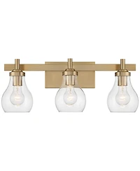 Possini Euro Design Danvers Modern Wall Light Warm Brass Metal Hardwired 22 1/2" 3-Light Fixture Clear Globe Glass for Bedroom Bathroom