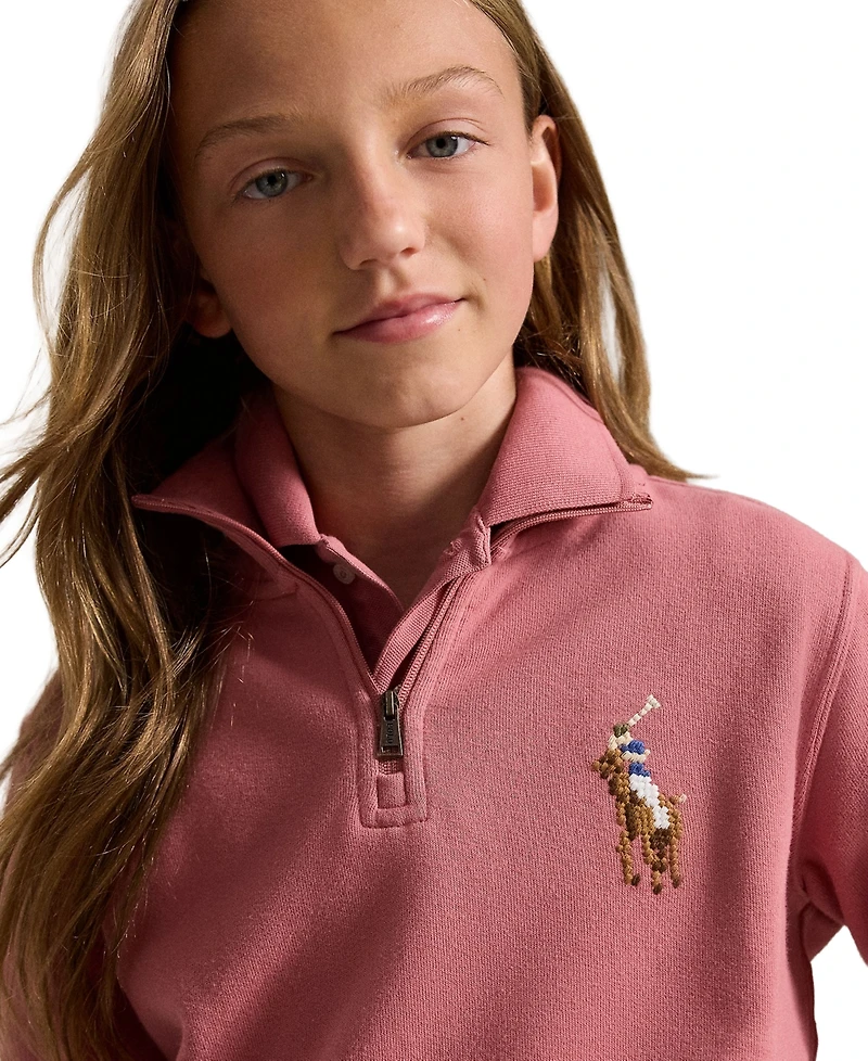Polo Ralph Lauren Girls' 7-16 Quarter-Zip Long-Sleeve Sweatshirt