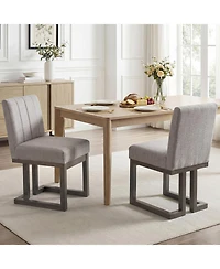 Slickblue Set of 2 Farmhouse Fabric Dining Chairs with Thick Cushioned Seat