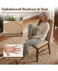 Slickblue Upholstered Dining Chairs Set of 2 with Rubber Wood Legs
