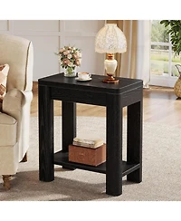 Tribesigns End Table for Living Room, Farmhouse Wooden Side with Storage Shelf