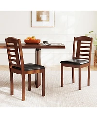 Slickblue Set of 2 Wooden Dining Chairs Faux Leather Upholstered Seating