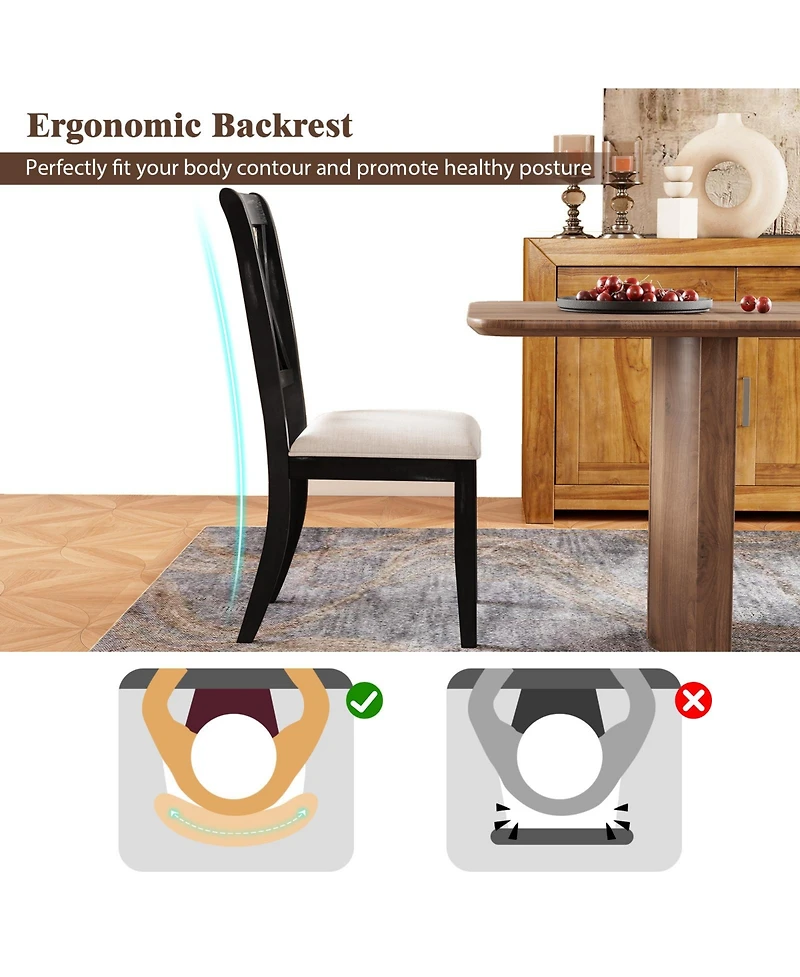 Slickblue Dining Chairs Set of 2 Kitchen Side Chairs with Curved Cross Back