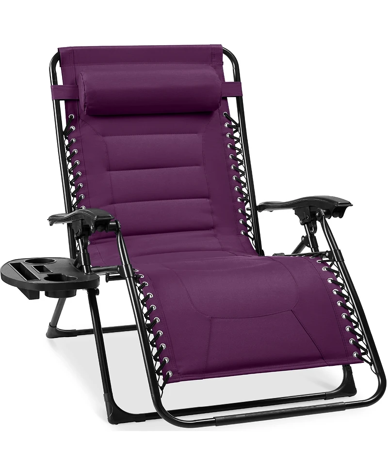 Best Choice Products Oversized Padded Zero Gravity Chair, Folding Outdoor Patio Recliner with Side Tray