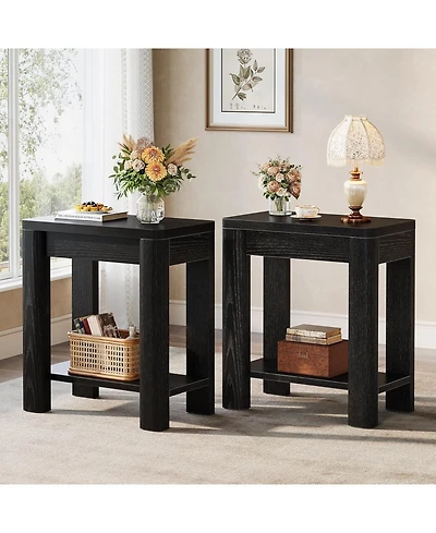 Tribesigns End Table Set of 2, Farmhouse Bedside for Living Room, Bedroom