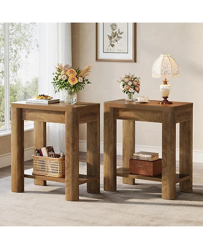 Tribesigns End Table Set of 2, Farmhouse Bedside Table for Living Room, Bedroom