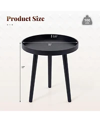 Slickblue Mid Century Modern Round Coffee Table with Wooden Tray Surface for Living Room