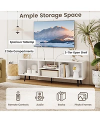 Slickblue 47.5 Inch Tv Stand for 55 Inch Tv with Compartments and Metal Legs