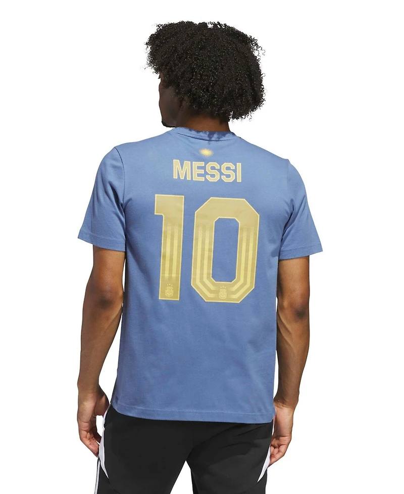 Adidas Men's Lionel Messi Blue Argentina National Team Name & Number T-Shirt